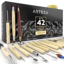 Set Of 42 Tools Yield A Wide Variety Of Options Like Smoothing Cleaning Carving Shaping Sculpting To Bring Your Vis Sculpting Clay Clay Pottery Clay Tools