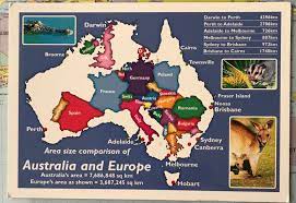 Australia In Europe Map Australia (The True Size Of Places) - Geography Cat's Project Postcard