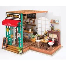 Diy Miniature Coffee Shop Kit Signals Hy7726 Dollhouse Kits Diy Dollhouse Wooden Dollhouse Kits