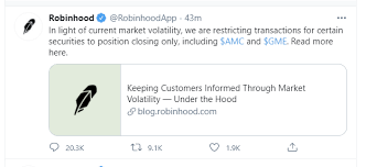 What time does stock market close robinhood : Robinhood Which Previously Sold User Information To Citadel Is Now Blocking Buy Orders Of Gme Amc And More Engaging In Blatant Market Manipulation Stocks