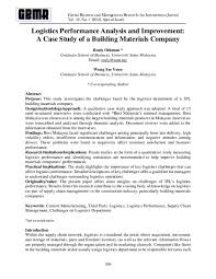 We can help you to a certain extent. Pdf Logistics Performance Analysis And Improvement A Case Study Of A Building Materials Company Gbmr Journal Academia Edu