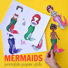 Papercraft free printable paper dolls and clothes. Mermaid Paper Dolls With Printable Templates Adventure In A Box