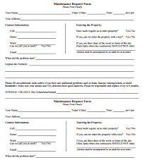 Format of maintenance work order request form: 5 Maintenance Request Form Templates Free Sample Templates