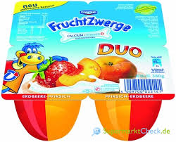 60 kcal pro 100 g. Danone Fruchtzwerge Duo Erdbeer Pfirsich 4 X 95 G Nutri Score Kalorien Angebote Preise
