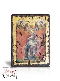 Icon Of Virgin Mary Pregnant On Naturally Aged Wood