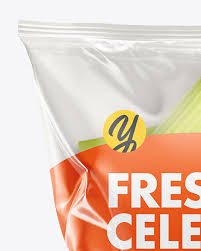 Plastic Bag With Celery Mockup In Bag Sack Mockups On Yellow Images Object Mockups