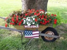 Norma Ray Vanoy Wheelbarrow Planter Blue Flowers Garden Flea Market Gardening