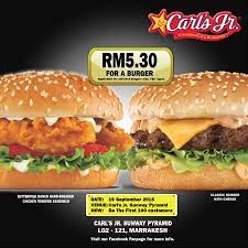 Pilih saja isi daging atau ayam dengan rasa sambal kegemaran anda! Rm5 30 For A Burger In Carl S Jr Carl S Jr Malaysia Facebook