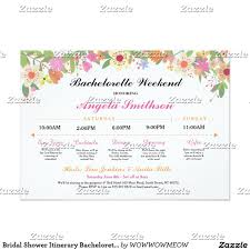 Bridal Shower Itinerary Bachelorette Schedule Zazzle Com In 2020 Bachelorette Schedule Wedding Itinerary Template Bachelorette Party Invitations