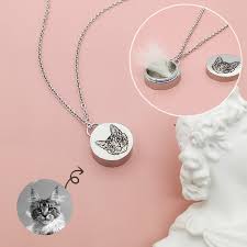 Check out our pet cremation jewelry selection for the very best in unique or custom, handmade pieces from our cremation & memorial jewelry shops. Custom Photo Engraved Pet Urn Necklace For Dogs