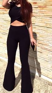 Calça Social Preta Boca De Sino Pin Em Costura