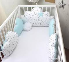 Torre Del Letto 5 Cushions Nuvole Su Ordinazione Bianco Con Stelle Grigie E Blu Chedon Paraurti Cot Cuscini Nuvola In 2020 Cot Bumper Baby Cot Bumper Baby Cot