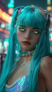 Free Futuristic Neon Portrait Image