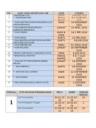 Di pulau pinang,melaka,perak,pahang,selangor,negeri sembilan,sabah dan sarawak pejabat suk di bawah jabatan perkhidmatan awam persekutuan. Jadual Hari Kelepasan Am