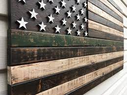 Image Of Rustic Thin Green Line Flag American Flag Wall Art Wooden American Flag Wood Flag