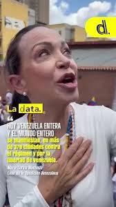 #Urgente María Corina Machado ha declarado: “Hoy, Venezuela entera y el  mundo se manifiestan en más de 370 ciudades contra el régimen y por la  libertad de Venezuela". , "Estamos unidos en nuestra ...