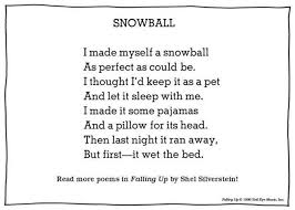 A Little Shel For The Snow Silverstein Poems Funny Poems For Kids Shel Silverstein Poems