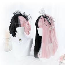 Black And Pink Striped Wig Black Pink Wig By31131 Kawaii Hairstyles Wigs Beautiful Wigs