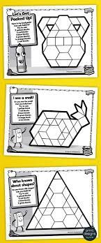 2d shape pattern block stem challenge cards; Start Off The School Year Creatively With These 10 Back To School Themed Pattern Block Puzzles Perfect For Pattern Blocks Pattern Block Puzzles Math Centers