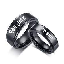 Buy jeulia jack skellington rings women nightmare before christmas skull rings 925 sterling silver halloween jewelry romantic jewelry gifts for her teen girls cz solitare engagement rings anniversary and other rings at amazon.com. Nightmare Before Christmas His Jack Her Sally Couple Rings For Lovers Engagement Stainless Steel Couple Ring His And Hers Matching Titanium Rings Unique Gift For Lovers Wedding Wish
