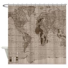Beautiful Brown Vintage World Map Shower Curtain Minimalist Travel Decor Home Bathroom Maps A Vintage Shower Curtains Vintage World Maps Cool World Map