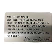 We did not find results for: Luvimie Engraved Wallet Insert Anniversary Gifts For Men Metal Wallet Card Insert Mini Love Note Anniversary Card From Wife Anniversary Cards For Husband Boyfriend Deployment Gift Pricepulse