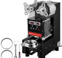 VEVOR Máquina de sellado de tazas Máquina de té de burbujas de 95 mm  Automática 500-650 tazas/h Sellador de tazas negro con control digital para  ...