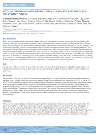 Maybe you would like to learn more about one of these? Pdf Pool Accident Incident Report Form Template For Brazilian Lifesaving Society