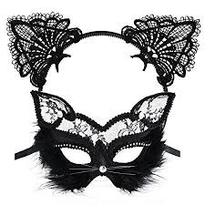 Venetian Masquerade Mask Womens Black Glitter Fancy Cat Spitze Maske Cat With Hairband Katzen Maske Maskenball Masken Maskenball