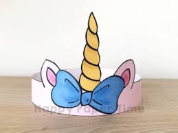 unicorn crown paper template printable kids crafts by happy paper time