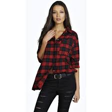Black And Red Checkered Shirt Boohoo Tall Tall Monica Oversized Checked Shirt 26 Liked On Polyvore Featuring Women S F Oversized Checked Shirt Red Long Sleeve Shirt Red Checkered Shirt