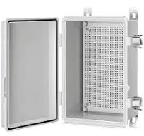 Junction Box, IP67 Waterproof Plastic Enclosure for Electrical Project,  Hinged Grey Cover, Includes Mounting Plate and Wall Bracket 290×190×140mm  ...