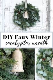 This garland entwines hundreds of faux eucalyptus leaves in a light sienna hue that seem to reflect tones of gold and orange in changing light. Diy Faux Winter Eucalyptus Wreath Hello Central Avenue