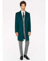 Paul Smith Men S Dark Green Wool And Cashmere Blend Overcoat For Men Lyst