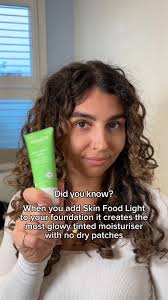 Skin Food Light + Foundation = the most gorgeous, glowy, tinted moisturiser  😍 Will you be giving this hack a try? 💚, #skinfood #weleda #glassskin  #glowyskin #WeledaSkinFood #feedyourskin