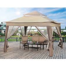 Sunjoy Peter Portable 10 X 10 Gazebo With Mosquito Netting Outdoor Pop Up Gazebo Canopy Tent W Carry Bag Beige Walmart Com Canopy Outdoor Portable Gazebo Gazebo Canopy