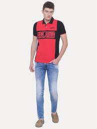 Red And Black Colourblock Polo T Shirt
