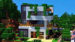 It is a simple design, with mainly wood and glass used as building materials. A Modern House Created In Minecraft Minecraft Modern Minecraft Houses Minecraft