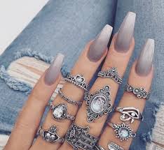 Check spelling or type a new query. Ombre Light Grey Acrylic Nails Coffin Novocom Top
