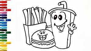 Free printable bff coloring pages. Drawing Hamburger Coca Cola Glass French Fries Kids Coloring Pages Youtube
