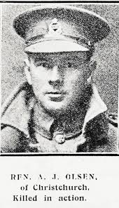 Rfn A J Olsen of Christchurch, killed in action
