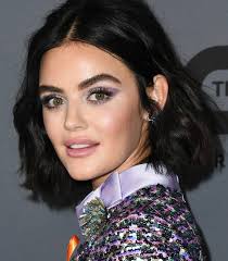 8 Eyebrow Blessed Celebs And The Exact Products Makeup Artists Use On Them Lucy Hale Hair Short Hair With Bangs Hair Beauty