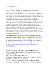 Teleologi adalah mengukur baik buruknya suatu tindakan berdasarkan tujuan yang mau dicapai dengan tindakan itu, atau berdasarkan akibat. Doc Bahan Tugas Paper Wulandari Puspa Sari Academia Edu