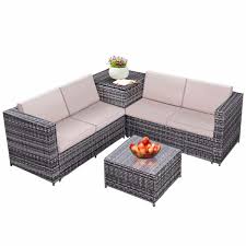 Wicker outdoor coffee tables are a natural. Wicker Patio Coffee Table And Rattan Side Table With Pp Board Grey Rattaner Outdoor Storage Table Coffee Tables Patio Lawn Garden Migalio Com