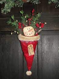 Santa Hat With Snowman Christmas Crafts Xmas Crafts Holiday Door Decorations