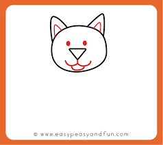 Starting next to this line (on the left) draw the mouth curve, bring it down and up again to meet the line you made under the nose. How To Draw A Cat Step By Step Cat Drawing Instructions Cute Cartoon Cat Easy Peasy And Fun