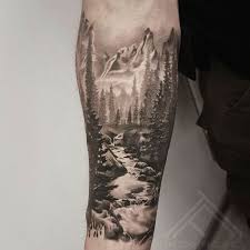 58 Ideas Tattoo Mountain Forest Tat Nature Tattoo Sleeve Landscape Tattoo Forest Tattoo Sleeve