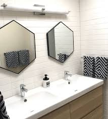 Ikea Godmorgon Vanity With Stacked White Subway Tile Bathroom Vanity Decor Trendy Bathroom Designs New Bathroom Designs