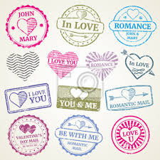 Falls marke zur hand' muss ich eine briefmarke aufkleben. Romantische Briefmarke Vektor Set Fur Hochzeit Und Valentinstag Fototapete Fototapeten Nubes Poststempel Post Myloview De