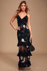 Gina bacconi red luana embroidered floral dress. Black Floral Embroidered Maxi Tiered Maxi Ruffled Maxi Dress Lulus